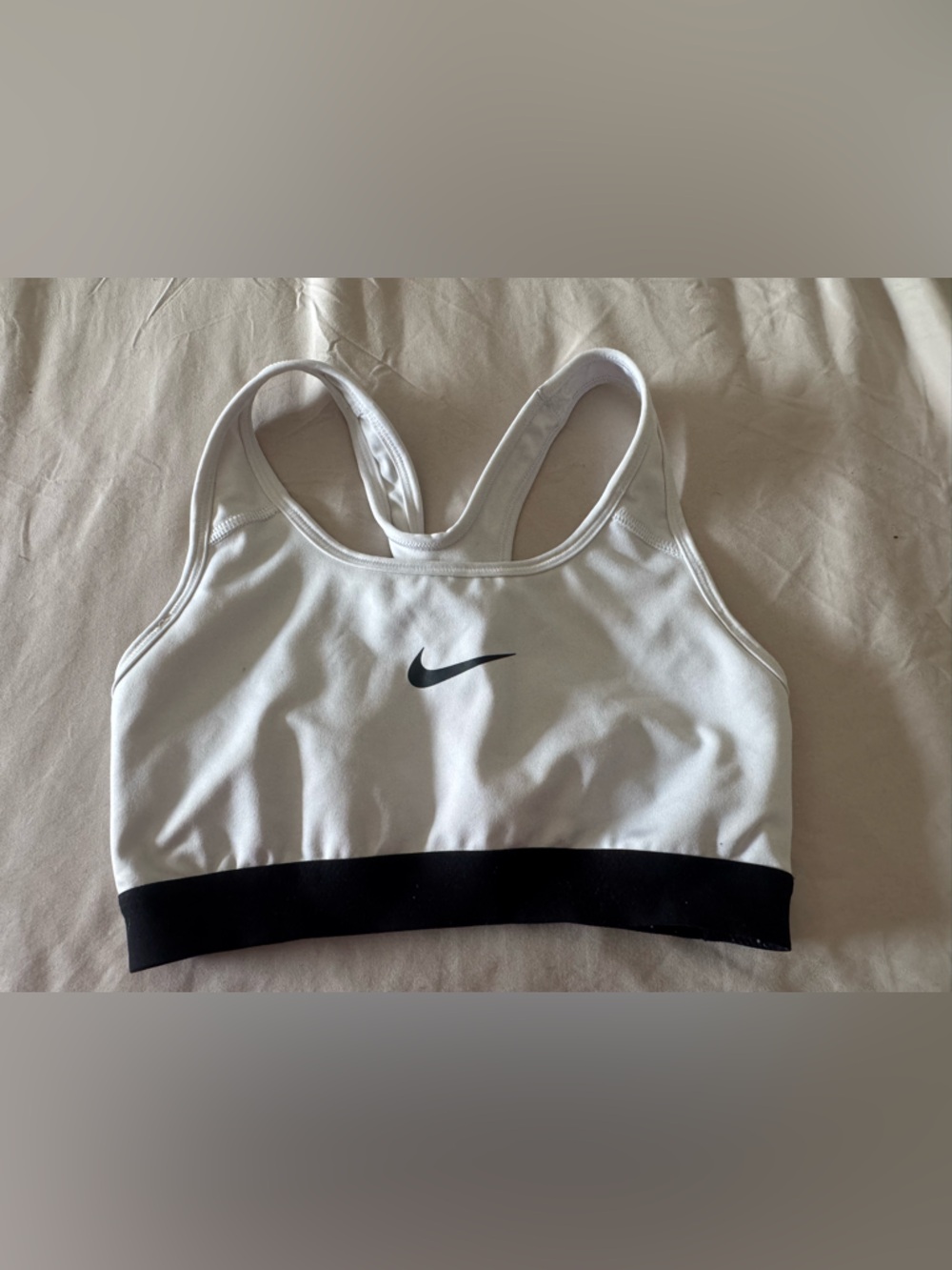 Nike White & Black Racerback Sports Bra